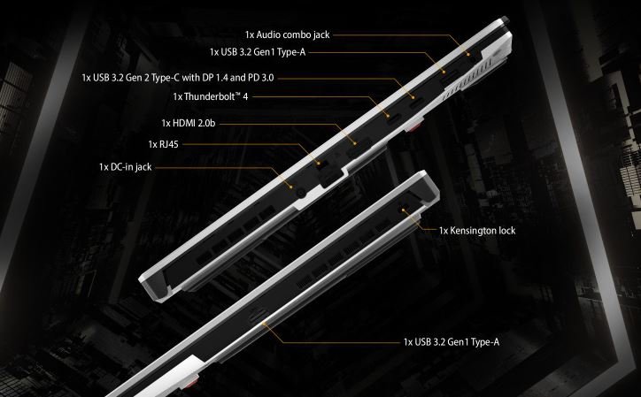 Asus TUG gaming laptop I/O ports 